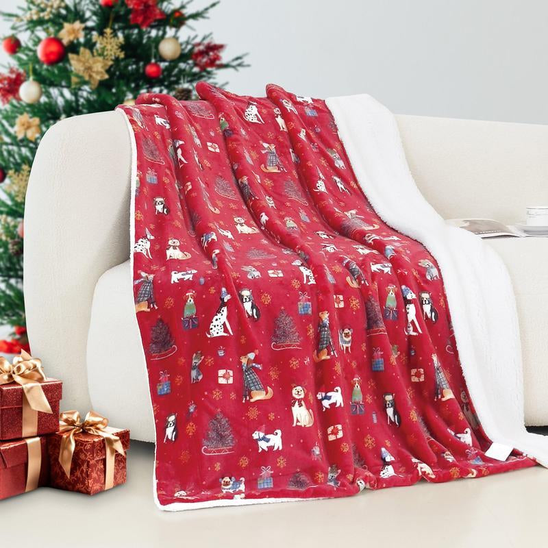 Elegant Comfort Reversible Christmas Throw Blanket 60" X 80" Flannel Fleece with Festive Holiday Patterns Soft and Cozy Gentle Warmth Dual-Sided Design for Versatile Style