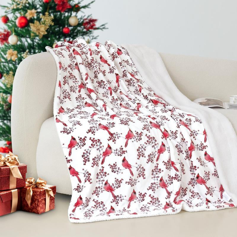 Elegant Comfort Reversible Christmas Throw Blanket 60" X 80" Flannel Fleece with Festive Holiday Patterns Soft and Cozy Gentle Warmth Dual-Sided Design for Versatile Style