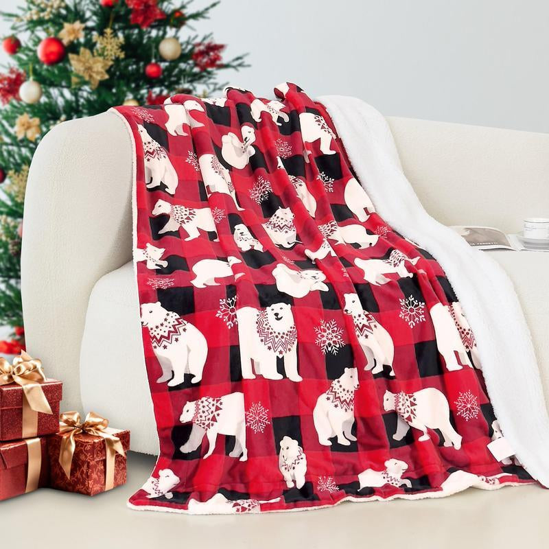 Elegant Comfort Reversible Christmas Throw Blanket 60" X 80" Flannel Fleece with Festive Holiday Patterns Soft and Cozy Gentle Warmth Dual-Sided Design for Versatile Style