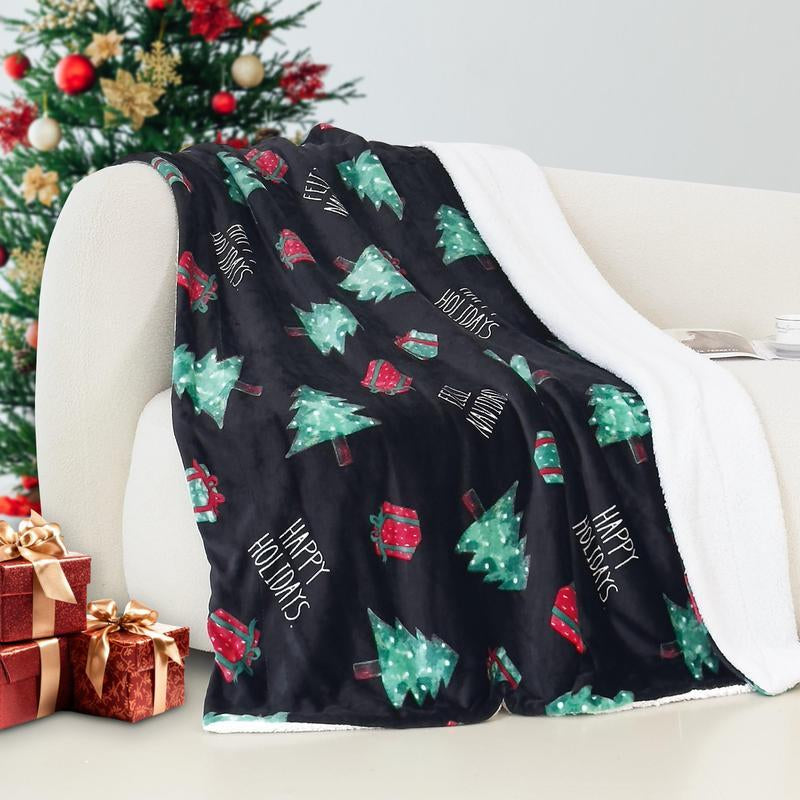 Elegant Comfort Reversible Christmas Throw Blanket 60" X 80" Flannel Fleece with Festive Holiday Patterns Soft and Cozy Gentle Warmth Dual-Sided Design for Versatile Style