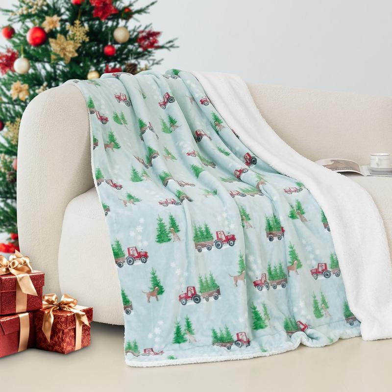 Elegant Comfort Reversible Christmas Throw Blanket 60" X 80" Flannel Fleece with Festive Holiday Patterns Soft and Cozy Gentle Warmth Dual-Sided Design for Versatile Style
