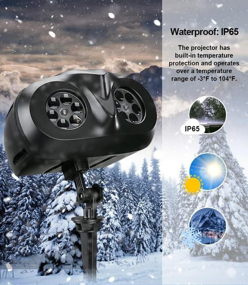 Vansmago 2024 Upgraded Dual-Head Outdoor Snowflake Projector Light, IP65 Waterproof, 180 Rotation, Large Scale Projection, Best Christmas Light Porjector for outside Yard and House