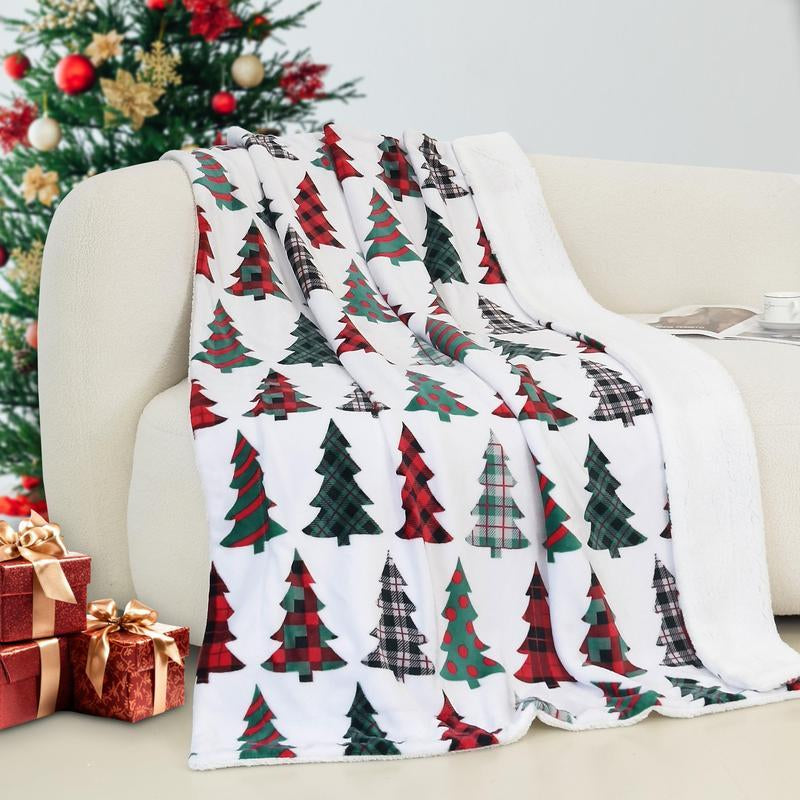 Elegant Comfort Reversible Christmas Throw Blanket 60" X 80" Flannel Fleece with Festive Holiday Patterns Soft and Cozy Gentle Warmth Dual-Sided Design for Versatile Style