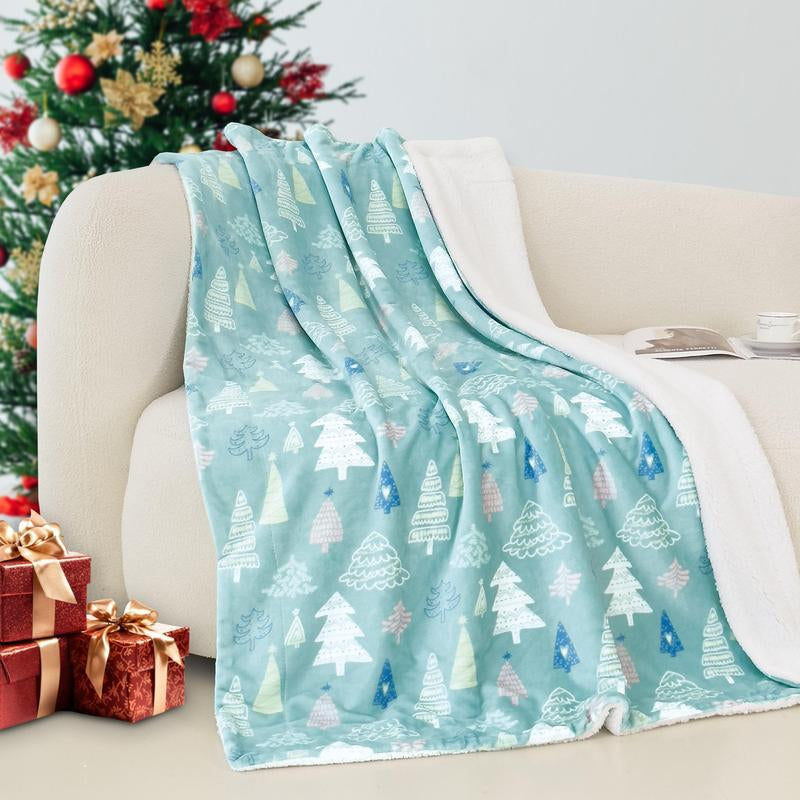 Elegant Comfort Reversible Christmas Throw Blanket 60" X 80" Flannel Fleece with Festive Holiday Patterns Soft and Cozy Gentle Warmth Dual-Sided Design for Versatile Style