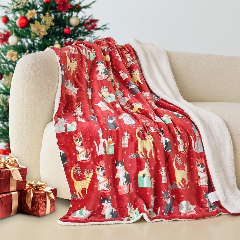 Elegant Comfort Reversible Christmas Throw Blanket 60" X 80" Flannel Fleece with Festive Holiday Patterns Soft and Cozy Gentle Warmth Dual-Sided Design for Versatile Style