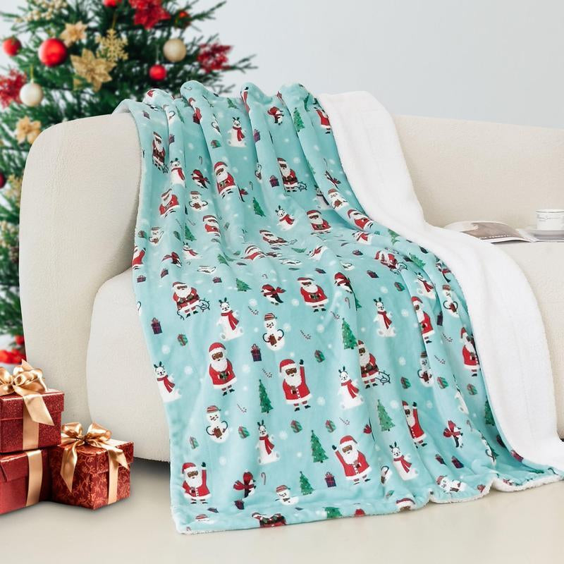 Elegant Comfort Reversible Christmas Throw Blanket 60" X 80" Flannel Fleece with Festive Holiday Patterns Soft and Cozy Gentle Warmth Dual-Sided Design for Versatile Style