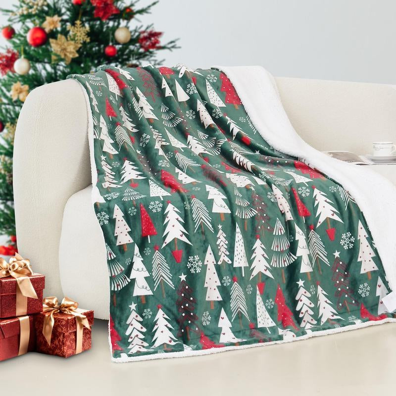 Elegant Comfort Reversible Christmas Throw Blanket 60" X 80" Flannel Fleece with Festive Holiday Patterns Soft and Cozy Gentle Warmth Dual-Sided Design for Versatile Style