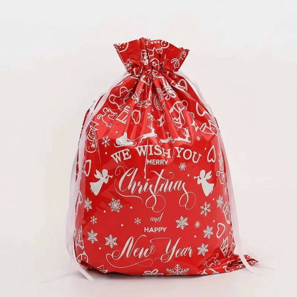 Christmas Gift Bags 5PCS Stand up Drawstring Foil Gift Wrapping Sacks Pouches for Xmas Presents Party Favor Decoration Supplies