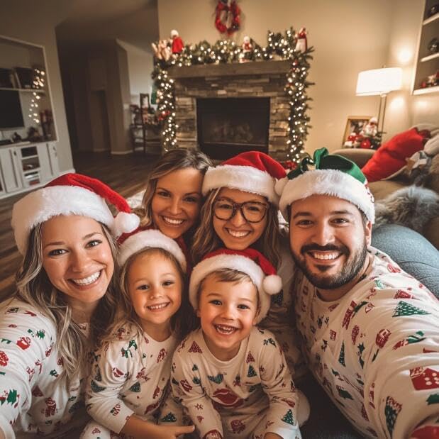 🎄 Jolly Cap Set™ – 4 Plush Santa Hats