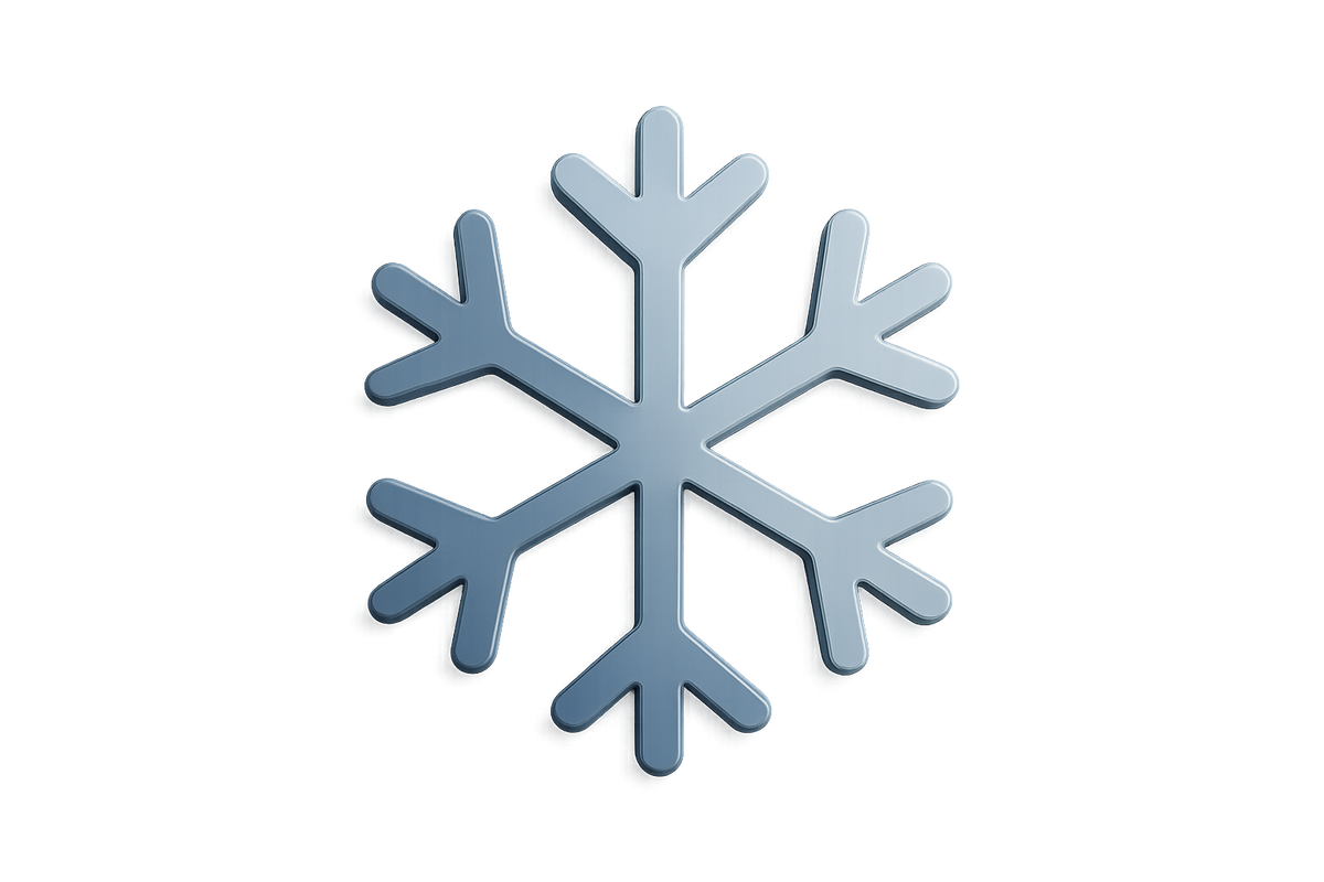 Quiero incono de copo de nieve, profesional, minimalista, 3D. Con colores azules y grises y blancos